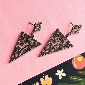 2/$21 Black Triangular Dangle Earrings